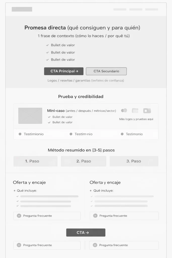 Ejemplo de una landing page orientada a SEM
