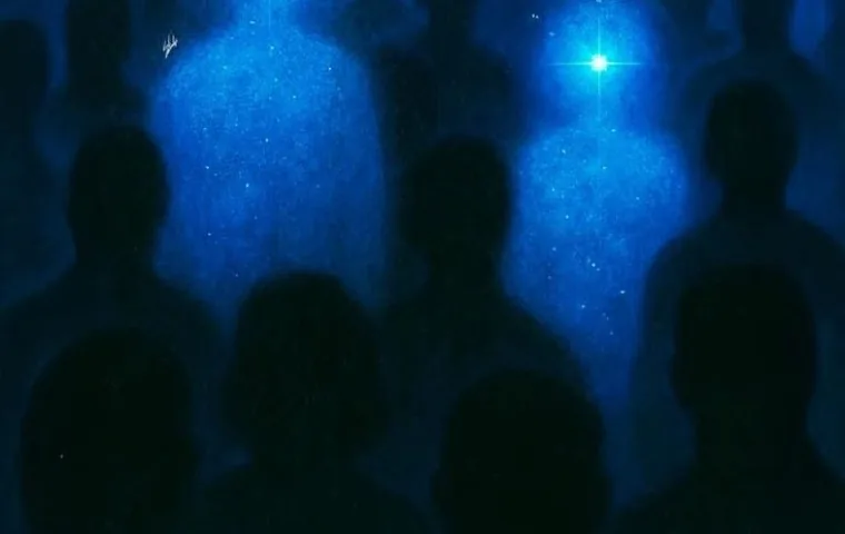 Figures walking toward a light source, used for the page on automating repetitive work